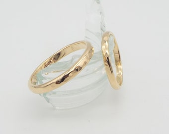 His and Hers Solid Gold Wedding Ring Set - 9ct Gold - Wedding  Rings - Hammered finish