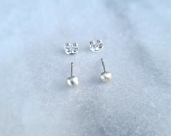 Stud Earrings, Molten Droplet, Silver Stud Earrings,  Recycled, Sterling Silver, Delicate Earrings, 21st Birthday gift, Bridesmaid gift