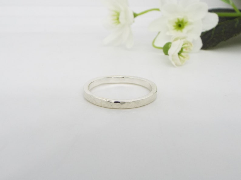 His and Her Silver Promise Rings Hammered Sterling Silver Handmade image 6