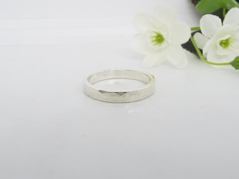 His and Her Silver Promise Rings Hammered Sterling Silver Handmade image 9
