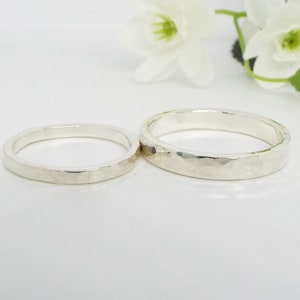 His and Her Silver Promise Rings Hammered Sterling Silver Handmade image 2