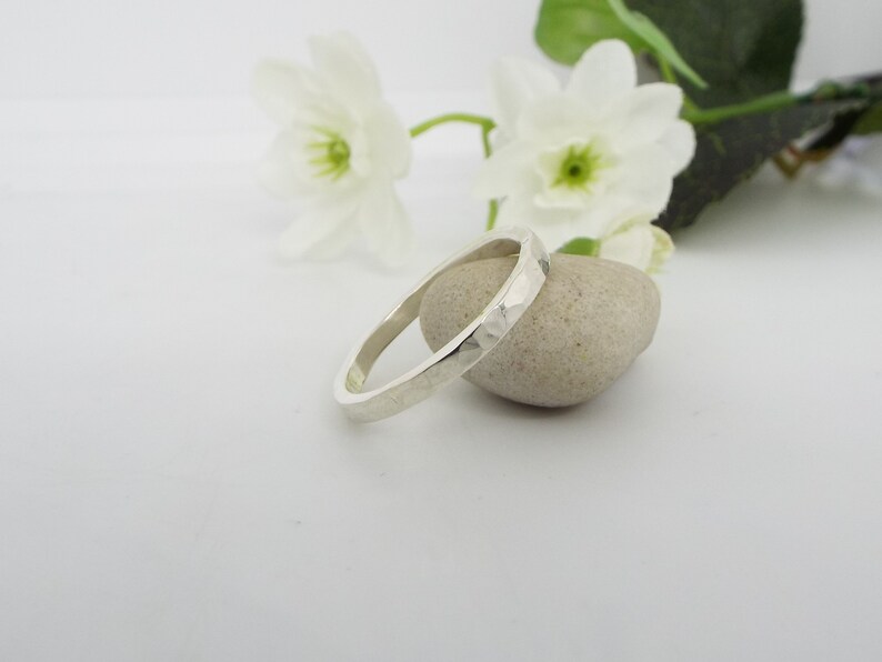 His and Her Silver Promise Rings Hammered Sterling Silver Handmade image 7