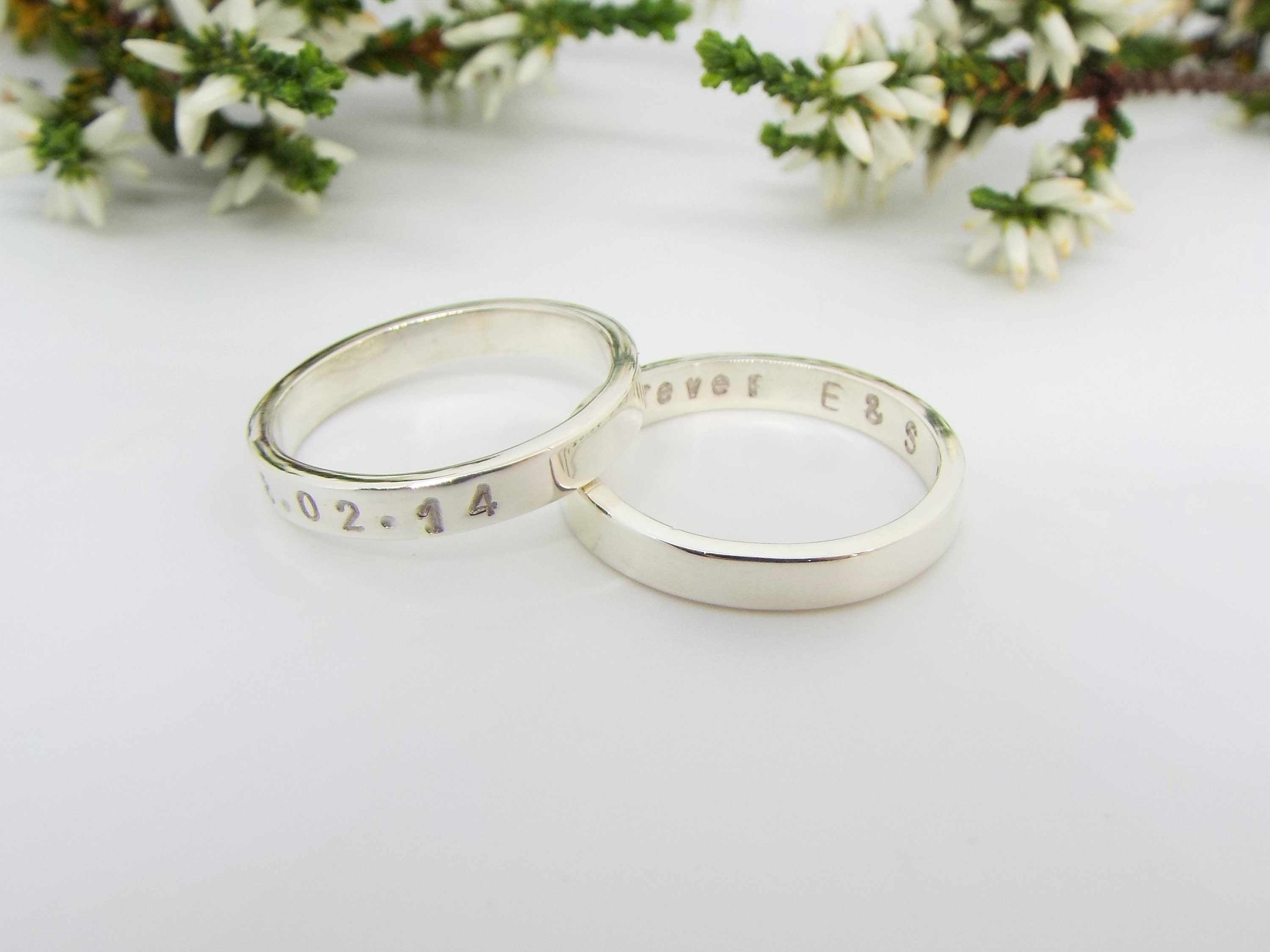 His and her promise rings wedding date jewelry initial and Etsy
