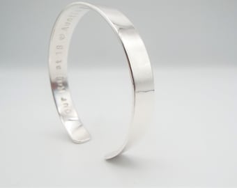 Mens Sterling Silver Cuff - Larger size - Personalised