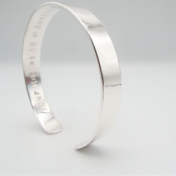 Mens Sterling Silver Cuff - Larger size - Personalised