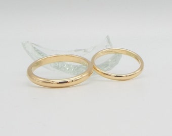 His and Hers Solid Gold Wedding Ring Set - 9ct Yellow Gold - Wedding  Rings