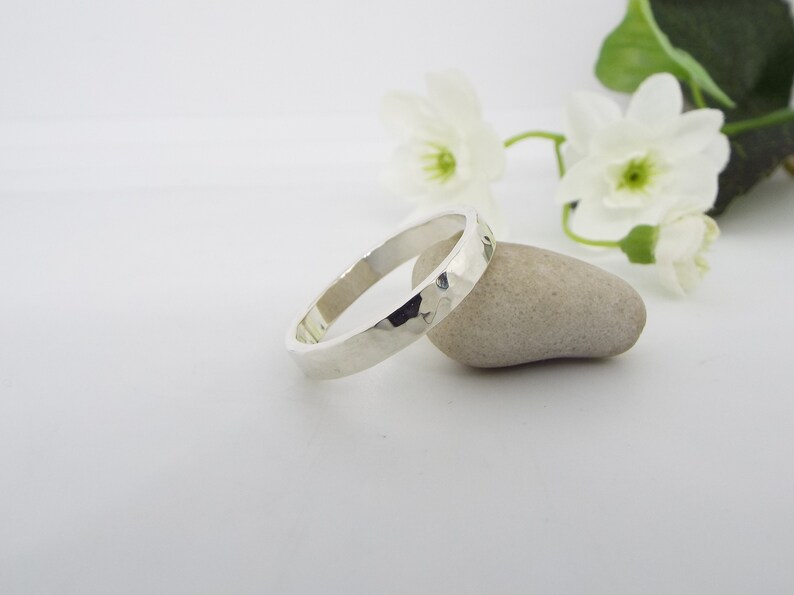 His and Her Silver Promise Rings Hammered Sterling Silver Handmade image 8