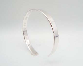 Silver Cuff Bracelet - Personalized Jewellery Gift - Solid Sterling Silver