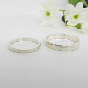 His and Her Silver Promise Rings Hammered Sterling Silver Handmade image 3