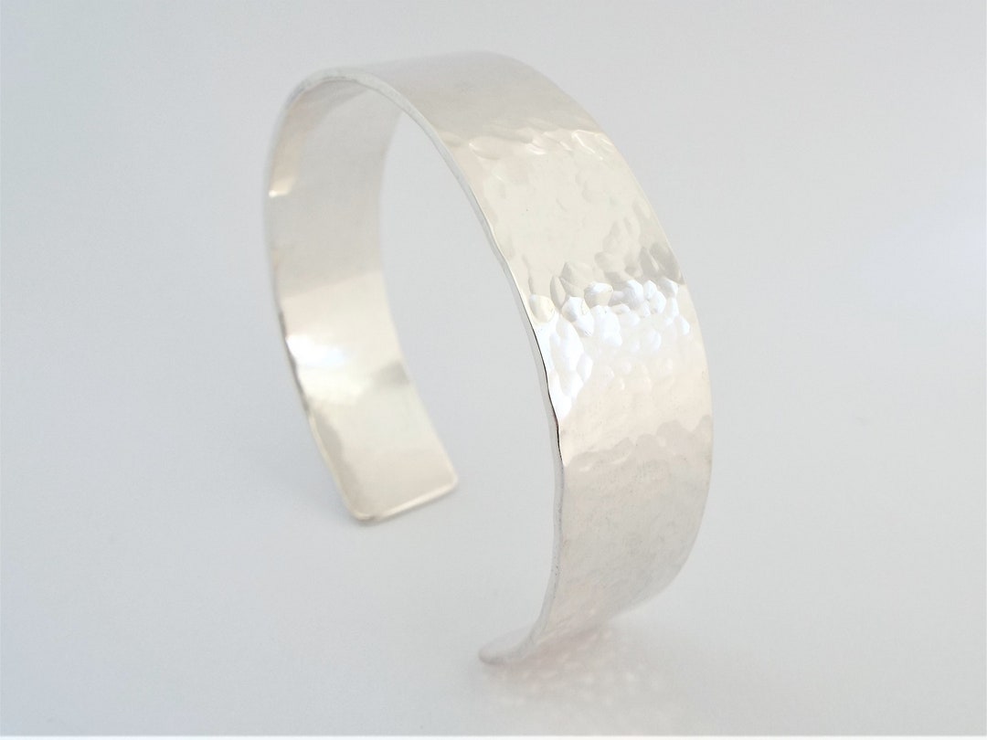 Hammered Silver Cuff Bracelet, Sterling Silver, Custom