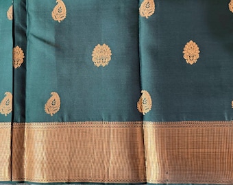 Bottle green kanchivaram silk saree