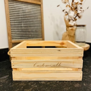Holzkiste - Holzaufbewahrung - Personalisierte Holzkiste - Geschenkkorb - Osterkorb - Rustikale Kiste