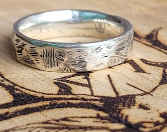 Rustic Sterling Silver Wedding Band * 100% Handmade Using the Lost Wax Casting Method * Free Custom Ring Engraving