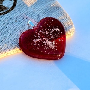 Cremation Ash Heart Pendant: Infused Glass Memorial Necklace