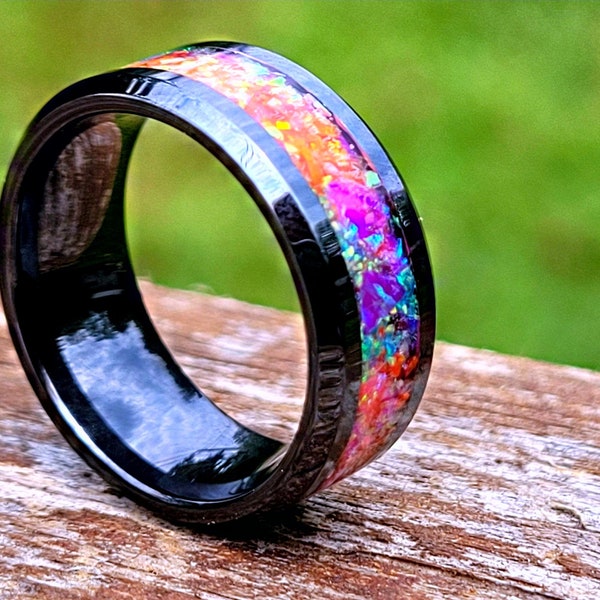 La bague « Unicorn Dream » * Belles couleurs et magie brillante dans le noir * Orang rose violet bleu rouge jaune opales vertes * tailles pour tous les âges