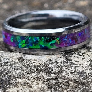 The &quot;I Wish You Would&quot; Purple and Green Opal and Glow Ring * Handmade to Order * Glows in the Dark * Beautiful Wedding Band