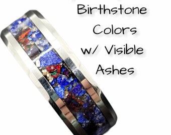 The Celebration of Life Memorial Ring * Birthstone Colors and Cremated Ashes to Celebrate Their Life and Love