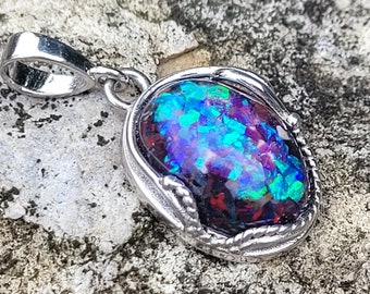 The Hera Memorial Opal Pendant * Keepsake Necklace Custom Made to Include the Ashes You Send * .925 Sterling Silver Setting