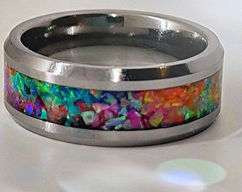 Treffen Sie den &quot;Glace Arc-En-Ciel&quot; Ring * Eine Vielzahl von Opalen und Leuchtpulver kombiniert zu diesem außergewöhnlich einzigartigen handgefertigten Ring