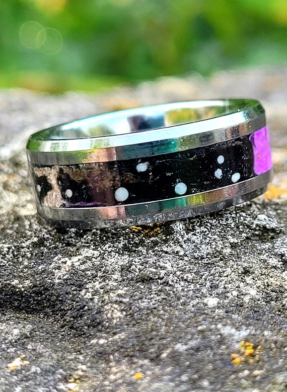 The Constellation Memorial Ring on Silver Tungsten Cremated