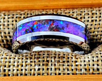 The Venus Ring * Indigo and Blue Ice Opal w/ Purple, Pink, and Blue Glow Powder * Glow in the Dark Ring * Free UV LED