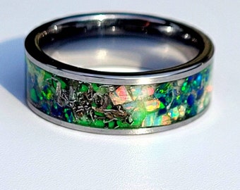 The Ocean Impact * Meteorite Shavings, Deep Ocean & Fire Ice Opals * Massive Glow Power * Free Light * A Space Enthusiast  Dream Ring