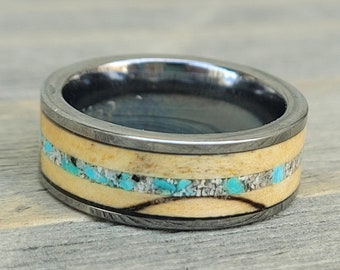 The Forever and A Day Memorial Ring * Turquoise , Solid Maple Wood, Cremated Ashes * Beautiful Memorial Jewelry