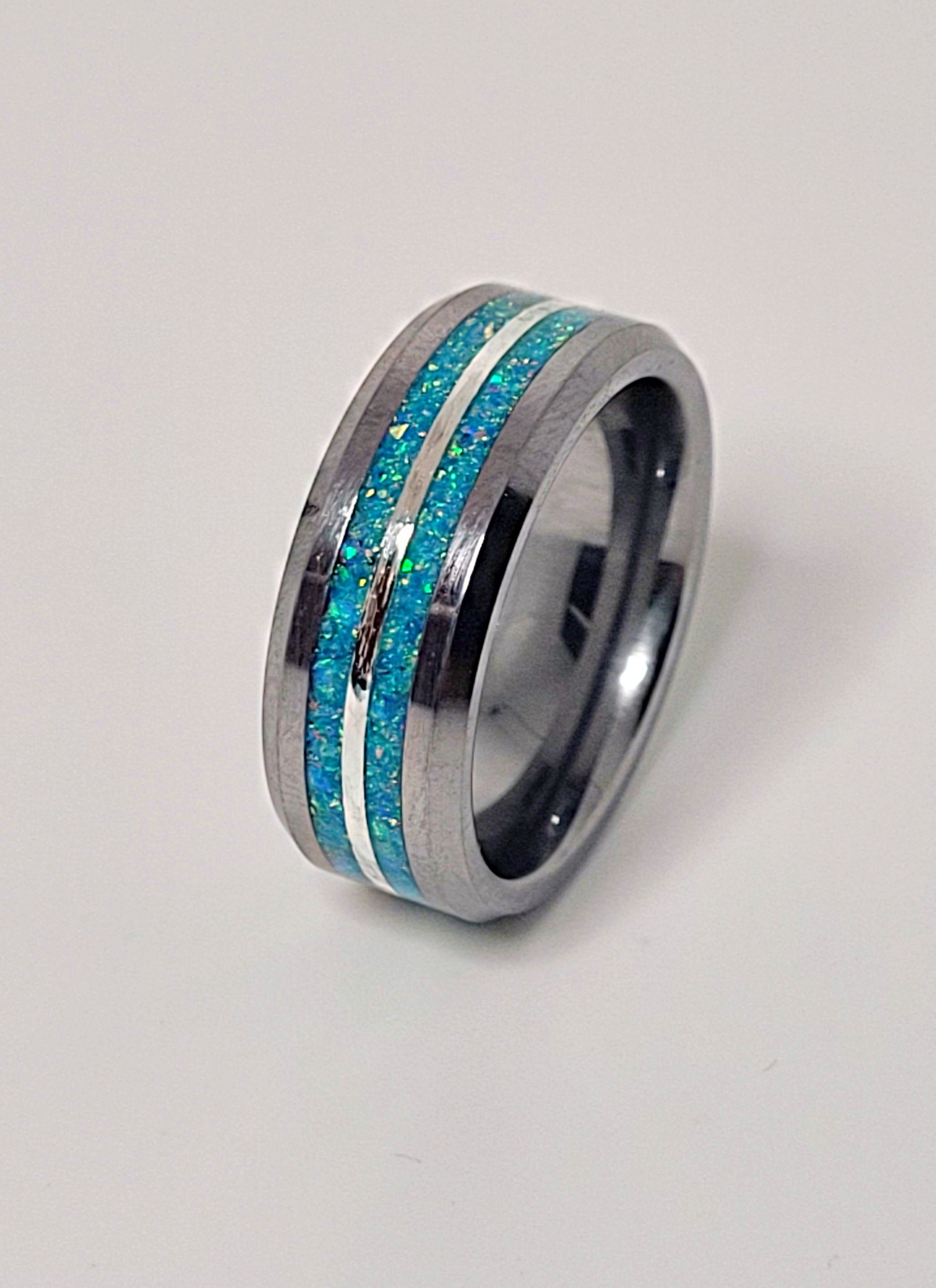 "Die ""Silber Futter" .925 Sterling Silber Inlay mit Ihrer Wahl Opal und leuchten auf langlebigen Wolfram * Alltag * tragen * Wasserfest."