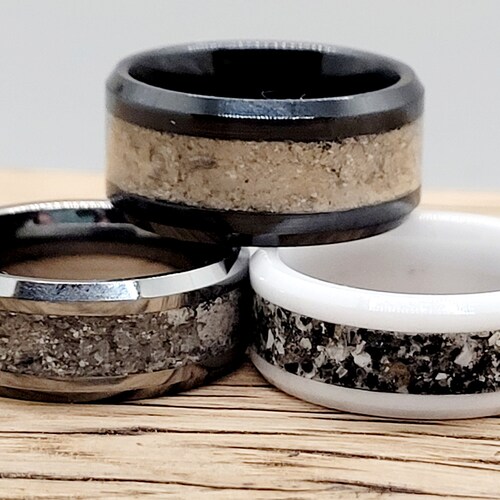 Cremated Ashes on a Black Ceramic Band * Memorial Heirloom shops Ring * Urn Jewelry * Custom Keepsake Box Options