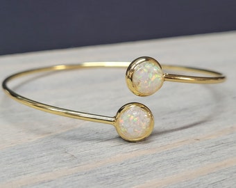 Memorial Cuff Bracelet * Custom Opals and Ashes on Gold-Finished Brass or Rhodium-Inspired Finished Brass * The Cherished Memories Wristlet