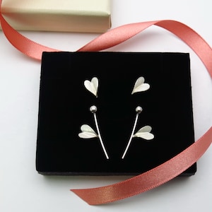 Silver Earrings Handmade Leaves of Hearts 3 en 1 changeables , About Love Collection
