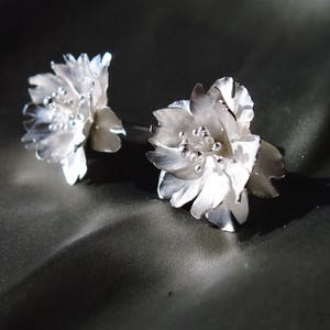 Season-Cherry Blossom-Sakura-Silver Earrings double petals-full bloom-symmetric style/ handmade,stud earrings image 1