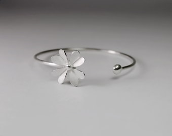 Four-leaf Clover Lucky Clover Silver Bangle Handmade