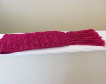 Fuchsia Fringe Crochet Party Scarf, Pink Sparkle Elegant Woman Accessory