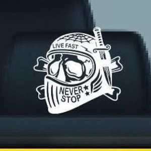 Live Fast Helmet Skull Sticker