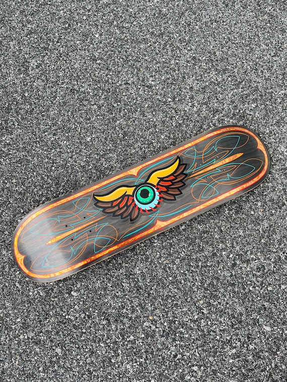 Flying Eye Pinstriped Skateboard - Etsy