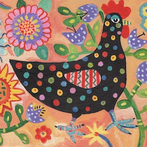 Folk Art Speckled Hen