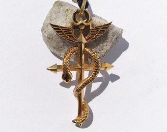 Fullmetal Alchemist 18K Gold Plated Brass Flamel  Pendant