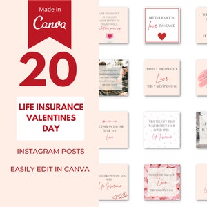 Valentine&#39;s Day Life Insurance Agent Instagram Canva Templates Life Insurance Agent Marketing Insurance Agency Life Insurance Posts
