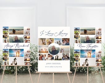 Funeral Welcome Sign Funeral Photo Collage Poster Template Memorial Poster Memorial Photo Display