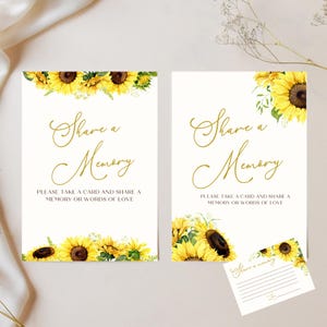 Memorial Share Memory Cards Sunflower Memorial Memory Share A Memory Card For Celebration of Life Templates