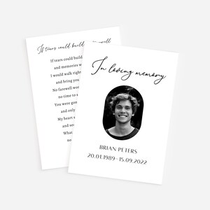 Men's Memorial Prayer Card Funeral Pray Card Printable Templates Memorial Cards Editable Memorial Card Template
