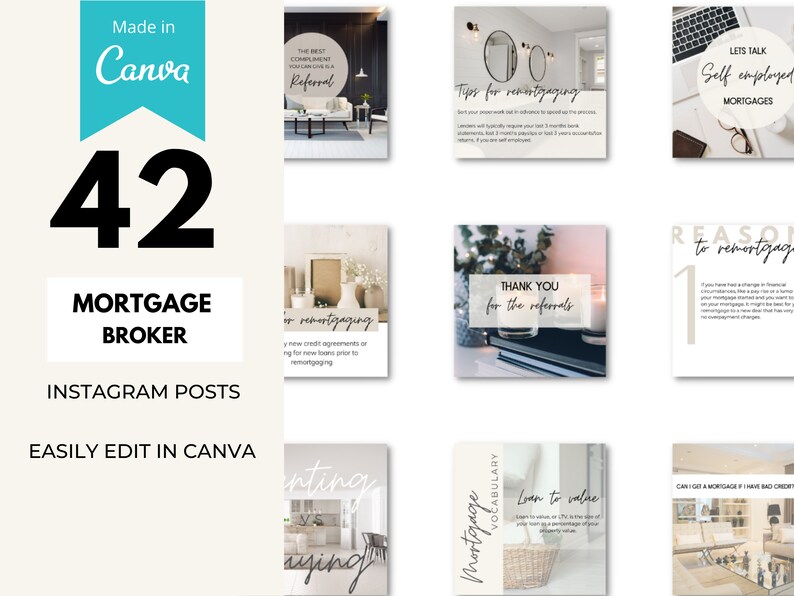 42 Mortgage Broker Canva Templates Social Media Marketing Etsy Canada