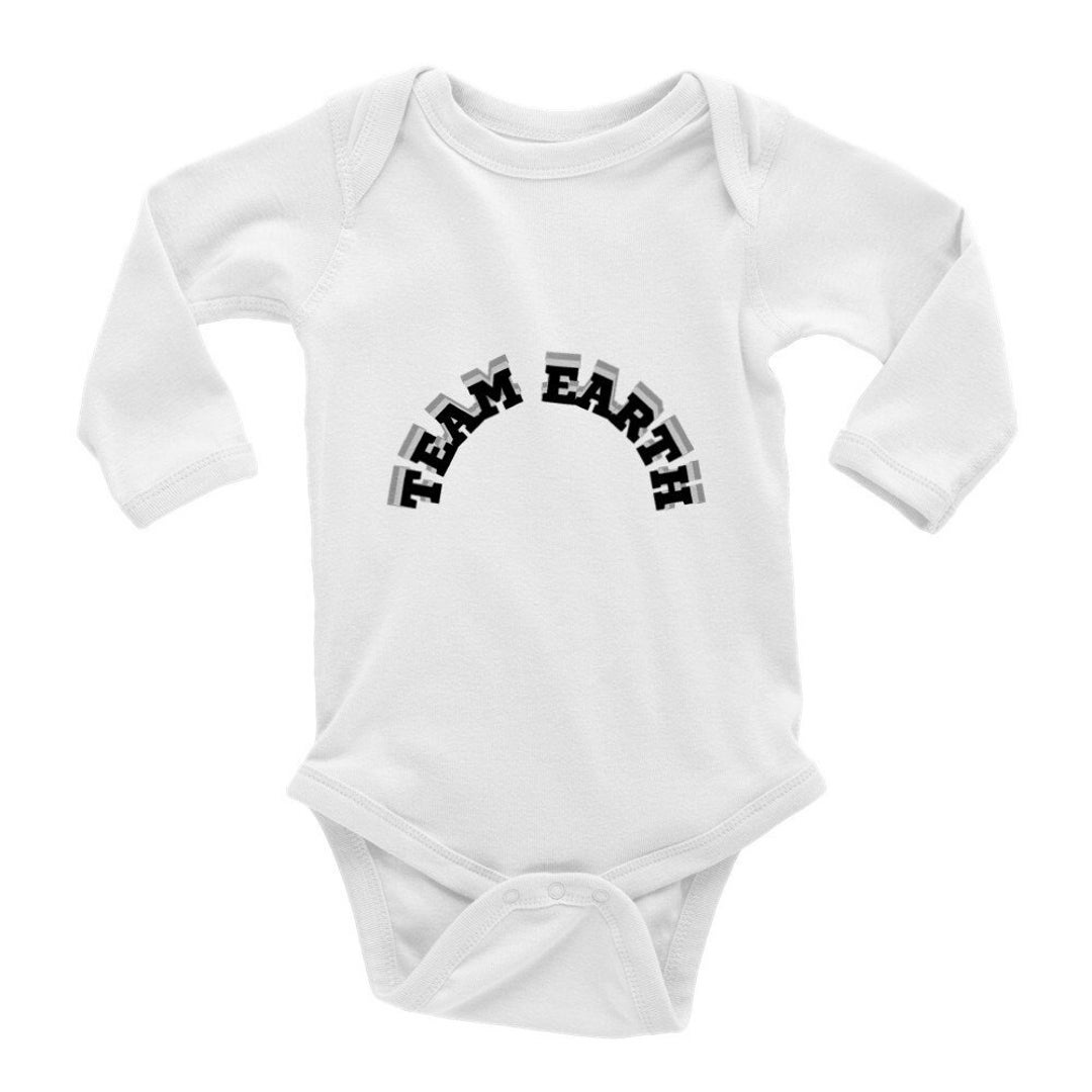 Baby Long Sleeve Onesies Team Earth Human Black Grey Baby Bodysuit Baby
