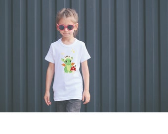 Kids Tee Cottage Core Mushroom Dragon