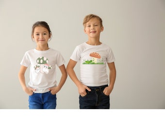 Kids Tee Cottage Core Mushroom Grasshopper