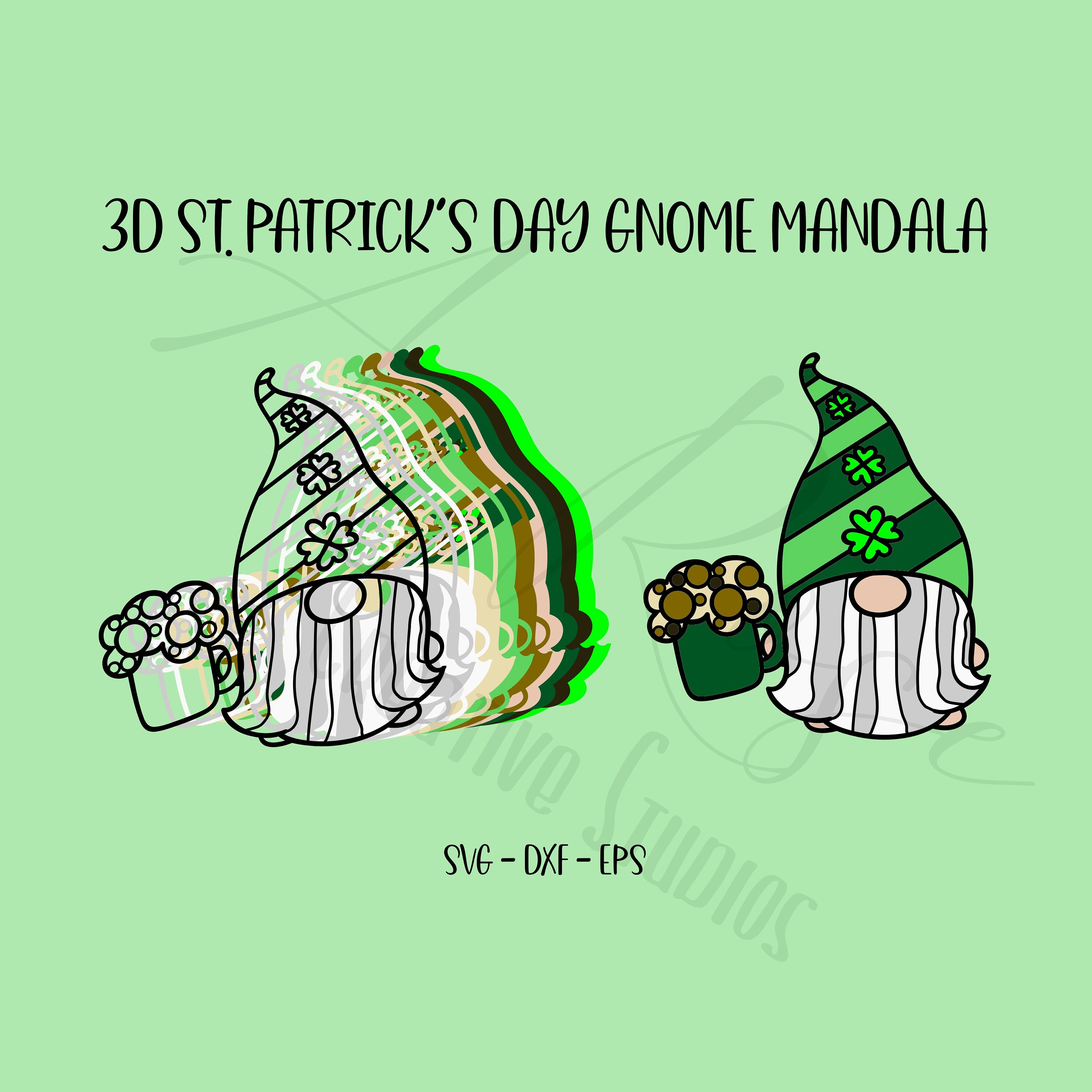 Download 3d St Patrick S Day Gnome Mandala 3d Paper Mandala File Layered Cut File Multilayer St Patrick S Day File Gnome Mandala Layered Gnome