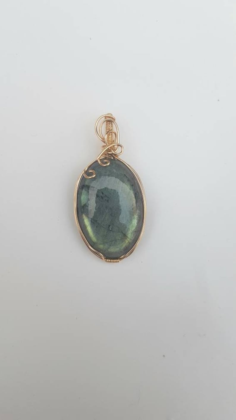 Wirewrapped gold labradorite necklace Wire wrapped labradorite jewelry Gold filled wirewrapped jewellery Gold labradorite pendant
