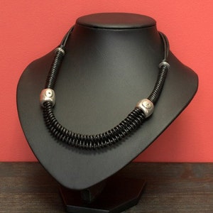 Colar unissex, feito à mão, cordão de couro preto, presente para homens ou mulheres, DK 079