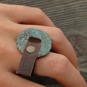 Ring hand crafted from leather, gift for her, leather ring DP 009